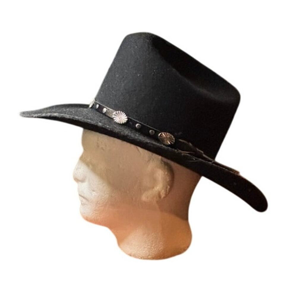 Wrangler RIATA Black Western Cowboy Hat Concho Band Ranch Rodeo Country 71/4